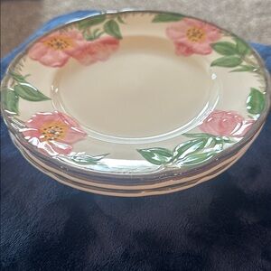 Franciscan Dessert Rose 8” Salad Plates set of 3 England Pink Floral vintage